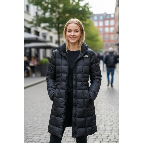 The North Face 550 Goose Down Parka Puffer Jacket Black Women's SMALL Coat - Picture 1 of 10
